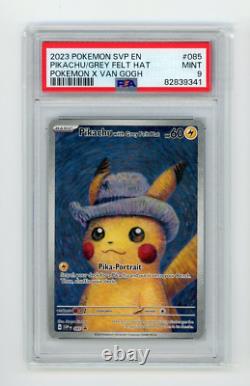 2023 Pokemon Scarlet Violet Pikachu Grey Felt Hat 085 Van Gogh Full Art PSA 9