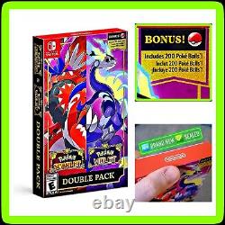 Pokémon Scarlet & Violet Double Pack + 200 POKÉ BALLS Nintendo Switch? NEW