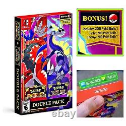 Pokémon Scarlet & Violet Double Pack + 200 POKÉ BALLS Nintendo Switch? NEW