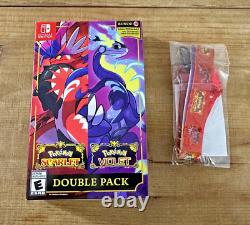 Pack double Pokémon Scarlet/Violet avec lanière de précommande comme neuf pour Switch