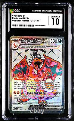 Pokémon Écarlate & Violet Flammes d'Obsidienne 215/198 Charizard Ex CGC GEM MINT 10