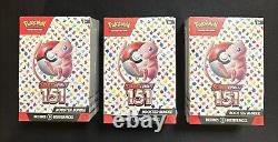 Pokémon TCG Scarlet et Violet Lot de 3 paquets de 151 boosters, neufs sous blister.