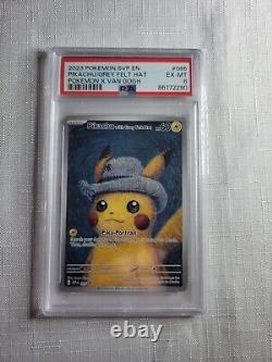 Pokemon Van Gogh Pikachu avec chapeau en feutre gris SVP085 Promo PSA 6 EX-MT + Bonus